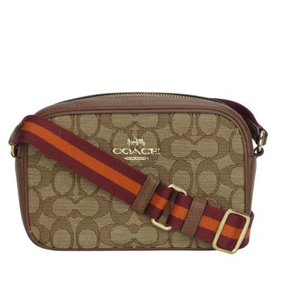 Geantă de umăr second-hand C0927 Pânză/piele cu semnătură Maro Bordeaux Pochette