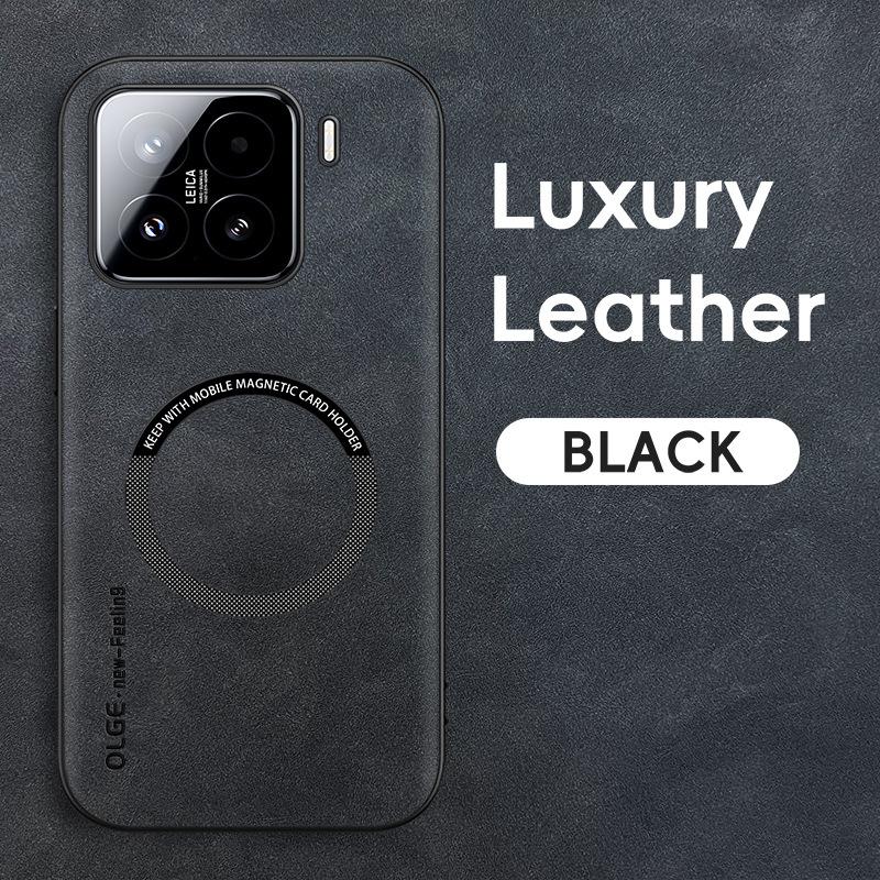 Luxusní kožené pouzdro na telefon pro Xiaomi 14T Pro Magnetické nárazuvzdorné pouzdro pro Xiaomi 15 12T Pro Měkký rámeček pro Magsafe Matný kryt