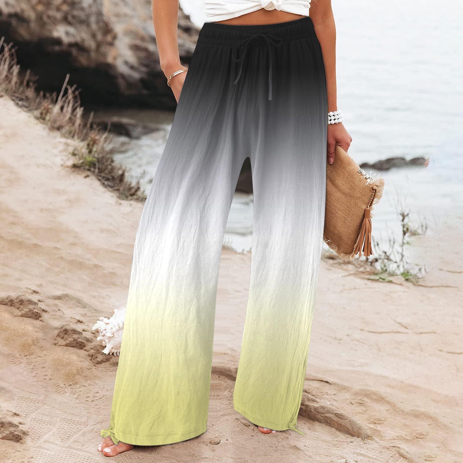 

Женские повседневные свободные хлопковые льняные широкие брюки с высокой талией и длинными брюками с карманами XXL чёрный