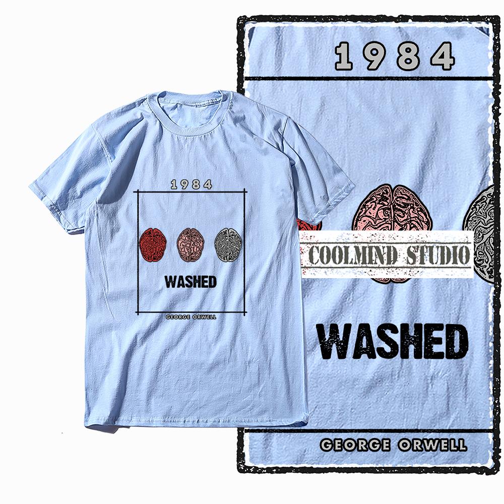 Coolmind X0002 100% Cotton Big Size 1984 Print Exclusive Graphic Men T Shirt Loose Men Tshirt Casual T-shirt for Men Tees