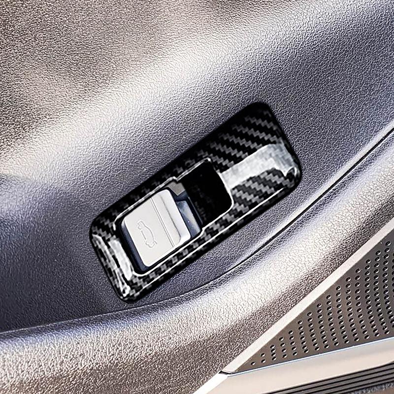 Car Styling Door Trunk Button Frame For BYD Han  Carbon Fiber Color Interior Accessories