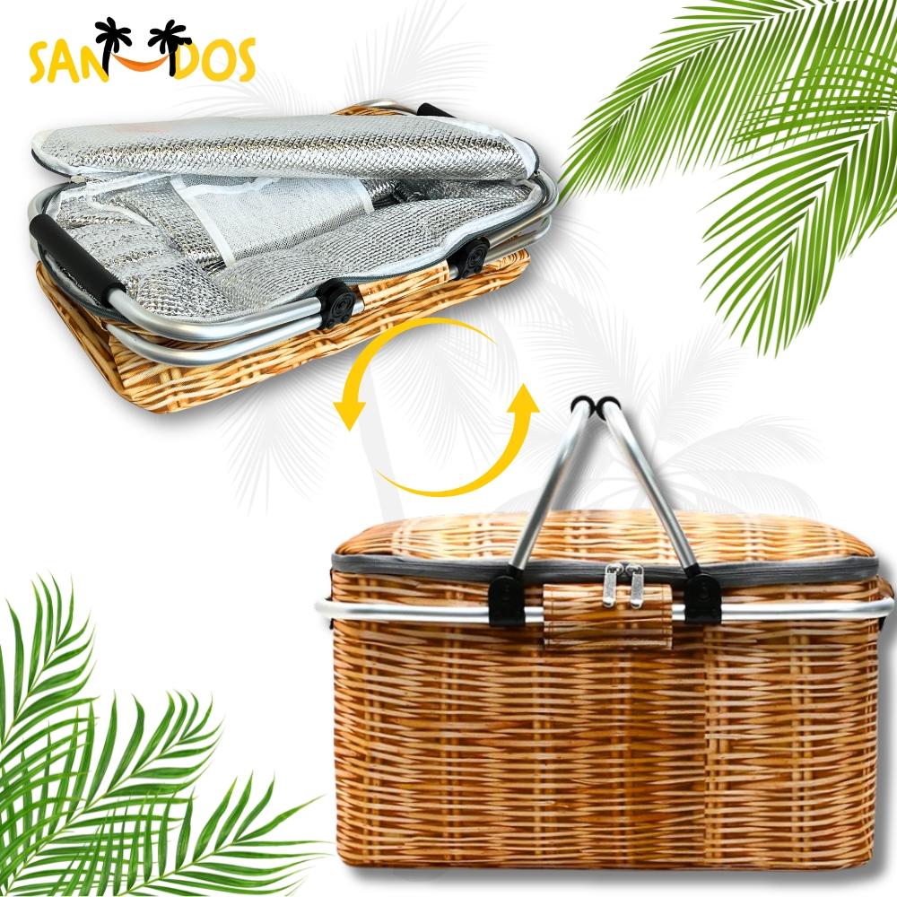 Termisk korgkorg för picknick, hopfällbar picknickkorg, shoppingkorg