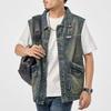 Mens Retro Denim Vest Loose Large Size Sleeveless Casual Work Jacket Vest