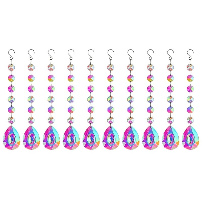 Glass Sunlight Pendant Set, 10 Piece Faceted Accent for Window Display, Party Styling and Home Room Display Use
