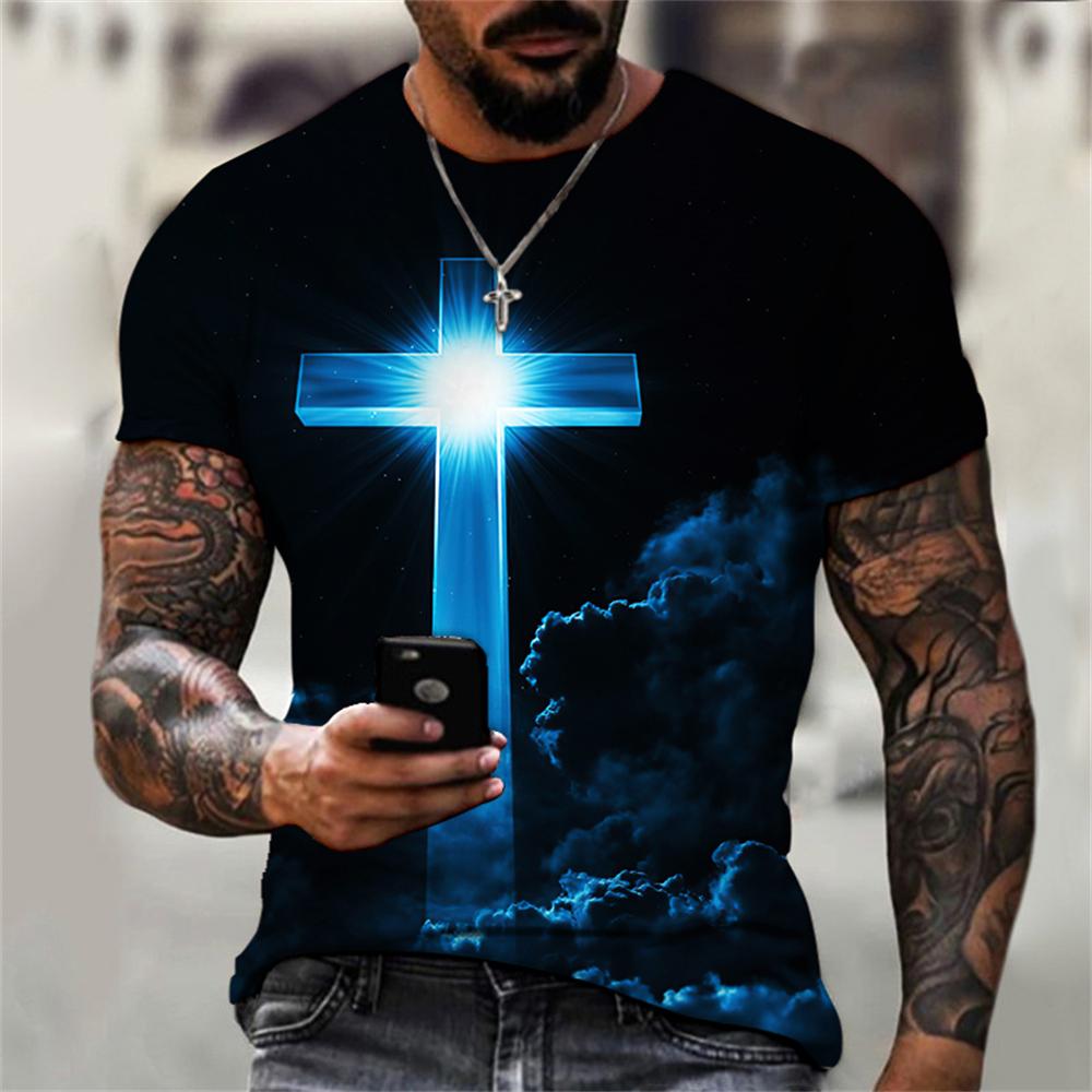 Vintage T-shirts For Unisex 3d Jesus Passion Print Short Sleeve Tops Summer Cross T Shirt Loose Oversized Tee Shirts Unisex Clothing