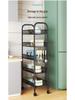 Multi-layer Movable Kitchen and Bathroom Storage Trolley and Vegetable Basket