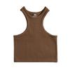 Women Running Vest O-Neck Sleeveless Short Tank Tops Solid Color Ribbed Elastic Fitting Quick Drying Racer Back Vest