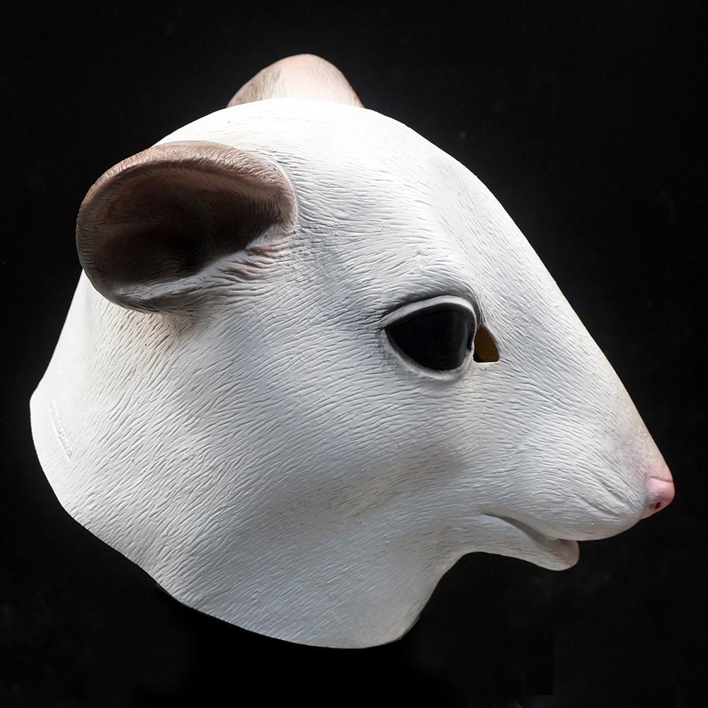 White Mouse Animal Head Latex Mask Rat Masks Halloween Cosplay Costume Dress