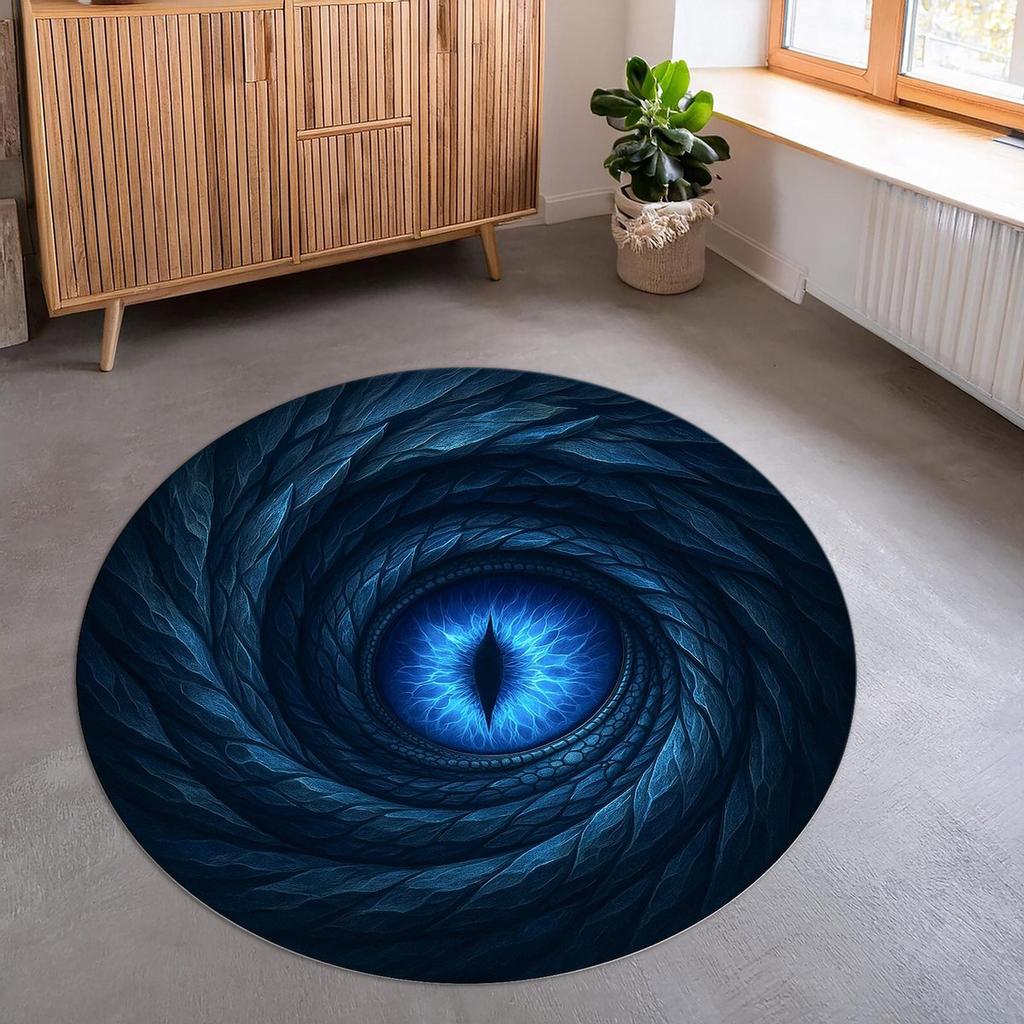 3D Visual Round Carpet With Fantasy Eye Ocean Vortex Koi Pond Waterfall Deep Hole Art Designs Rug For Home Decor