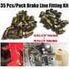 35Pcs Brake Line Fitting Assortment Kit For Inverted Flares On 3/16 And 1/4 Tube