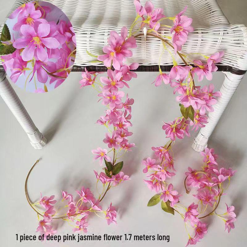 Artificial Cherry Blossom Vines for Air Conditioner Pipe Decoration - Green Plant & Flower Decor