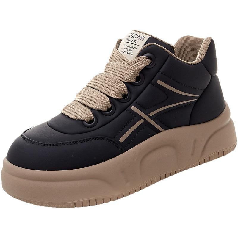 High-top Board Shoes Women's Lace-up Soft-soled Velvet Bread Shoes Winter New Platform Sports and Leisure Women's Shoes