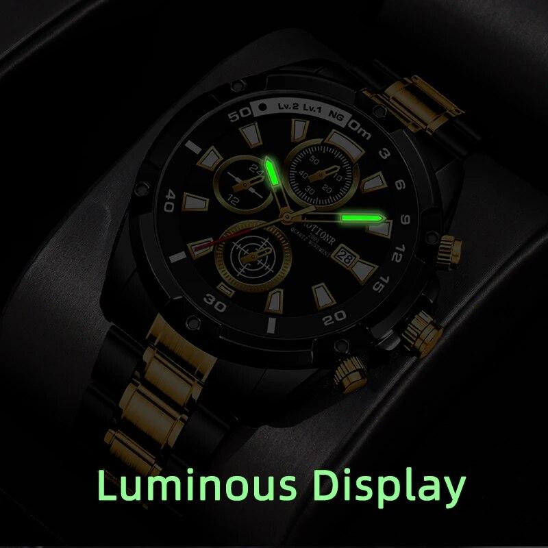 Mens Watches for Men Sports Waterproof Stainless Steel Quartz Wristwatch Man Business Watch Luminous Clock
