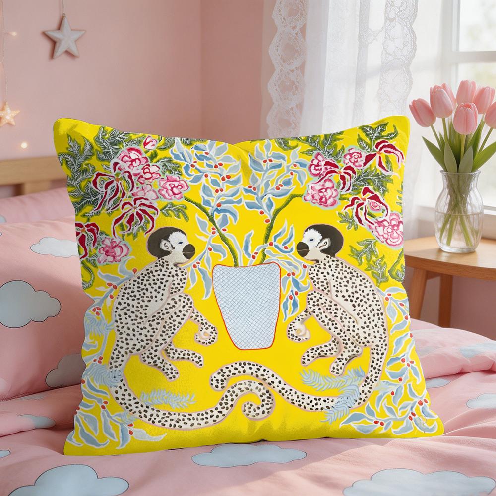 Art PPaige Gemmel Monkey Cushion Cover Square Short Plush Pillow Case Living Room Sofa Home Decor Funda X