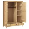 3-door Wardrobe Hill - VIDAXL - Solid Pine - Brown - 127x50x170 Cm