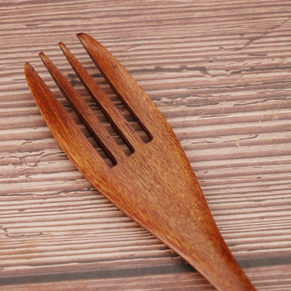 Kitchen Salad Cooking Wood Eco-friendly Natural Cutlery Wooden Forks Tableware Dinnerware