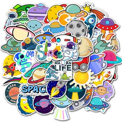 50Pcs Cartoon Space Planet Stickers Laptop Luggage Guitar Skateboard Decals