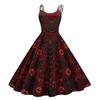 Women's Fashionable Halloween Print Off Shoulder Spaghetti Strap Dress