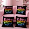 Morning Noon Cushion Cover Plush Fabric Soft Double-Sided Printed Invisible Zipper Sofa Pillow Case Home Decor