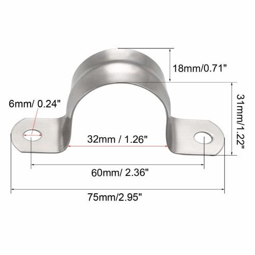 uxcell Saddle Bands, Pipe Fixing Brackets, 10-Piece Set, 32mm, 2-Hole, U-Shaped, 304 Stainless Steel, for Single Tube Pipes, Silver
