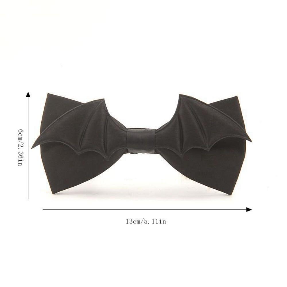Black Halloween Cravat PU Leather Men Necktie Simple Bat Bow Tie  Cosplay