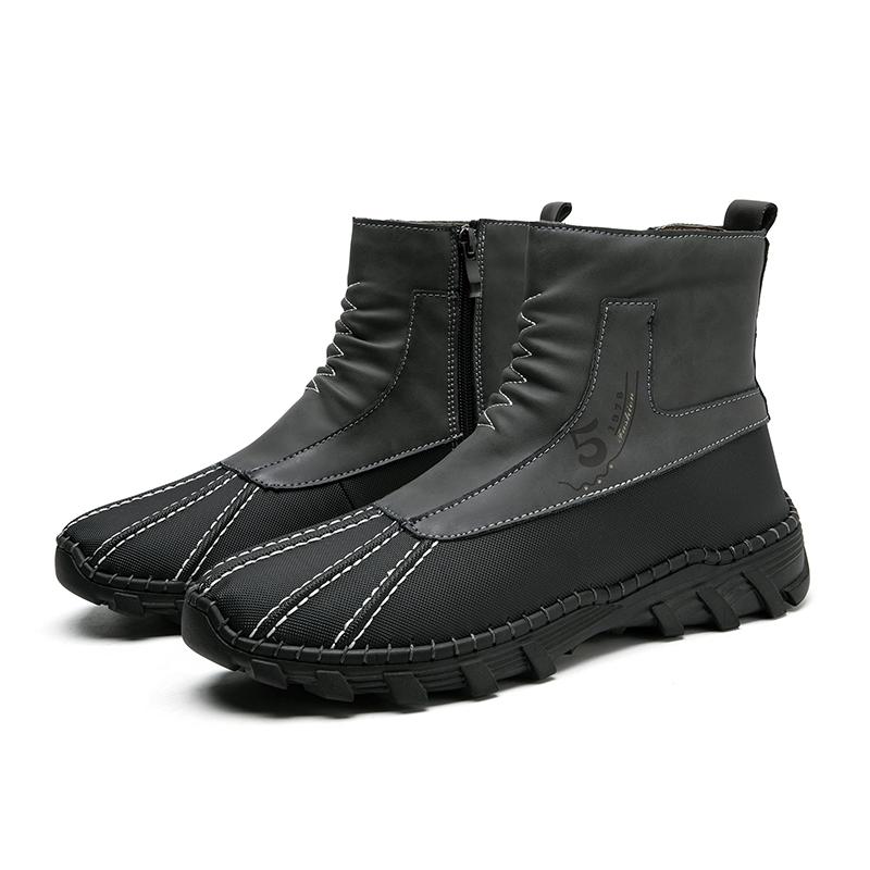 

Мужские резиновые сапоги и галоши походные ботинки цвета хаки повседневные ретро мужские уличные широкие ботинки большие размеры нескользящие EU:48 серый