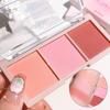 1Set Three-color Blush + Blush Brush, Nude Makeup Natural Matte Milk Tea Color Lasting Rouge, Makeup Blush Palette