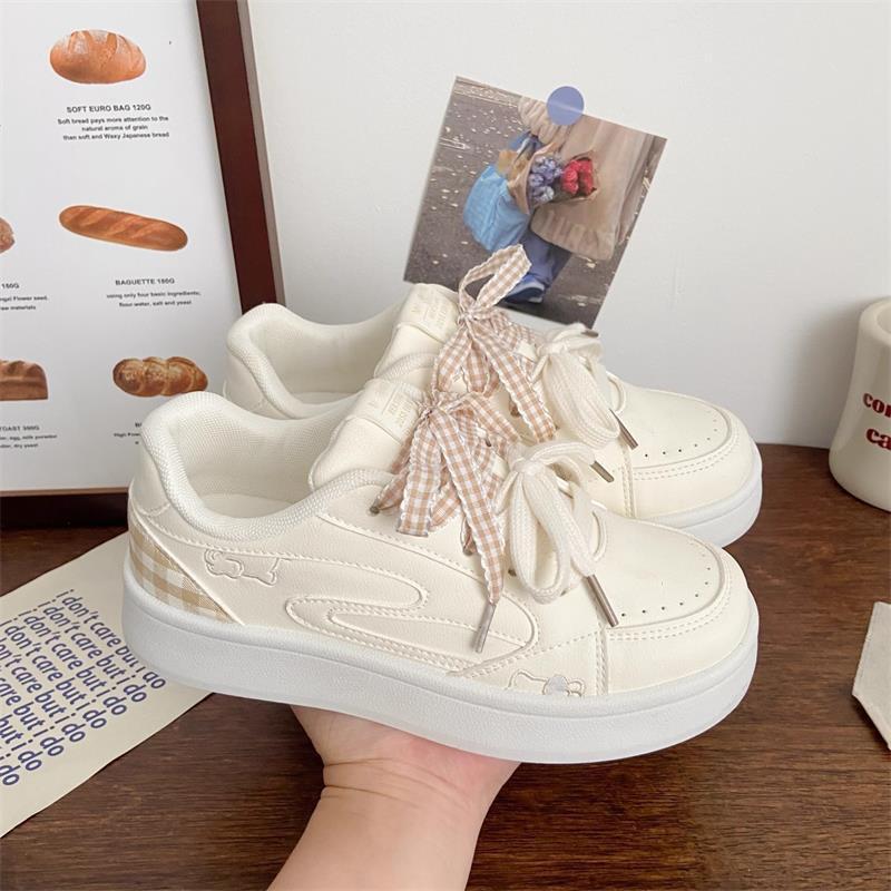 Campus Style Platform White Shoes Children Ins Tide 2025 New Autumn Student Bread Shoes Versatile Niche Board Shoes