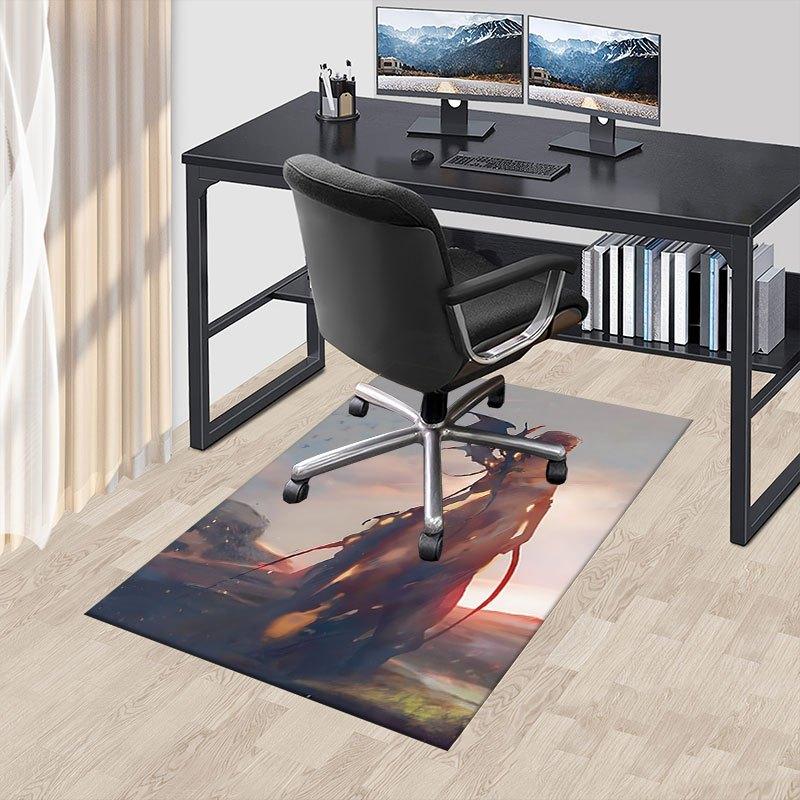 1pc Fire and Blood Office Carpet Chair Mats, Home Decor Mat Fantasy Theme Mat Durable Mat, Dragon Decor,Suitable for fantasy theme lovers
