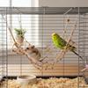 Hemp Rope Climbing Net for Pet Birds and Hamsters with 4 Alloy Hooks, Non-Slip Durable Cage Accessory as Hanging Bed or Swing