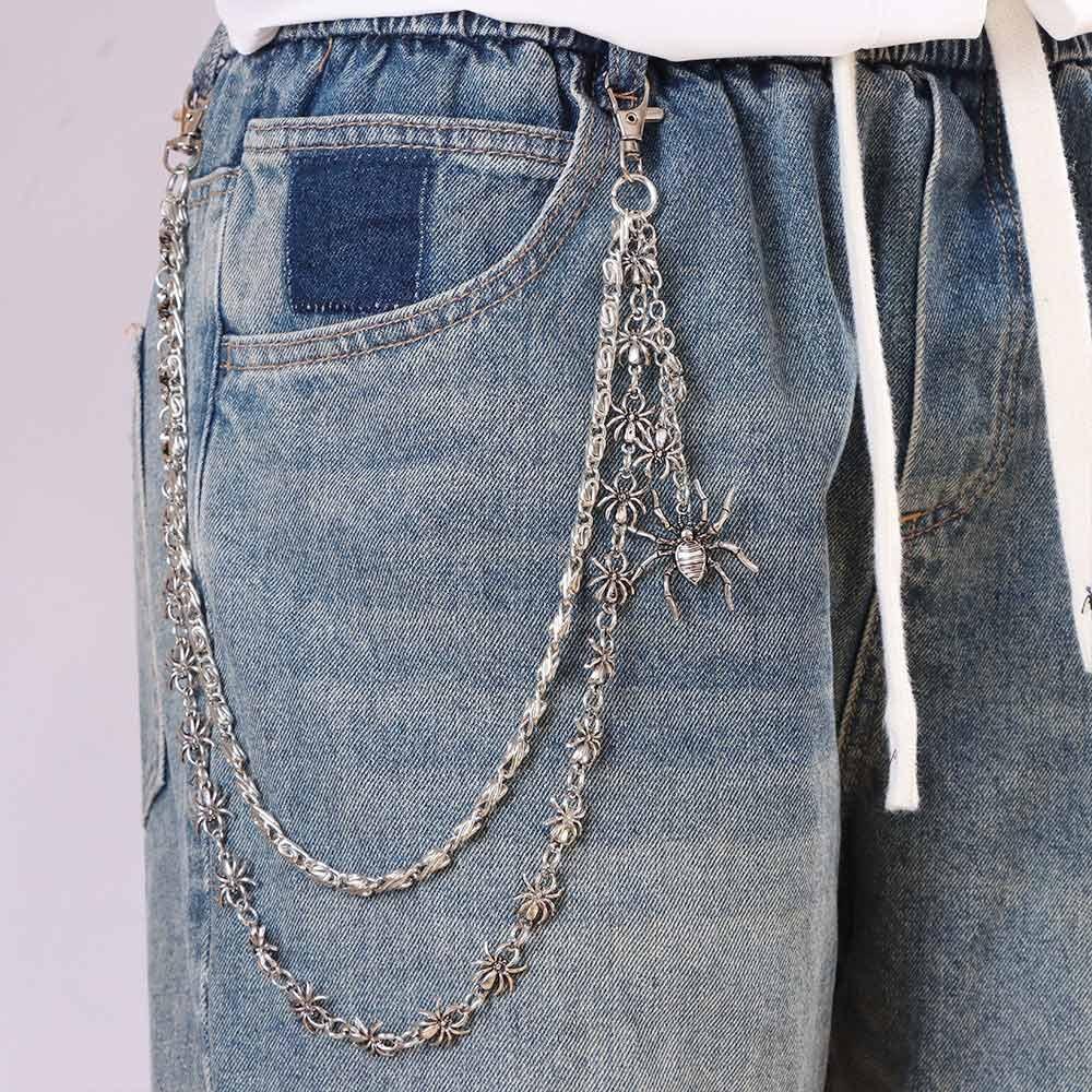 Corrente Decorativa de Calças de Metal Punk Rock Chaveiro Corrente Joia Corrente de Cintura para Jeans Mulheres Homens