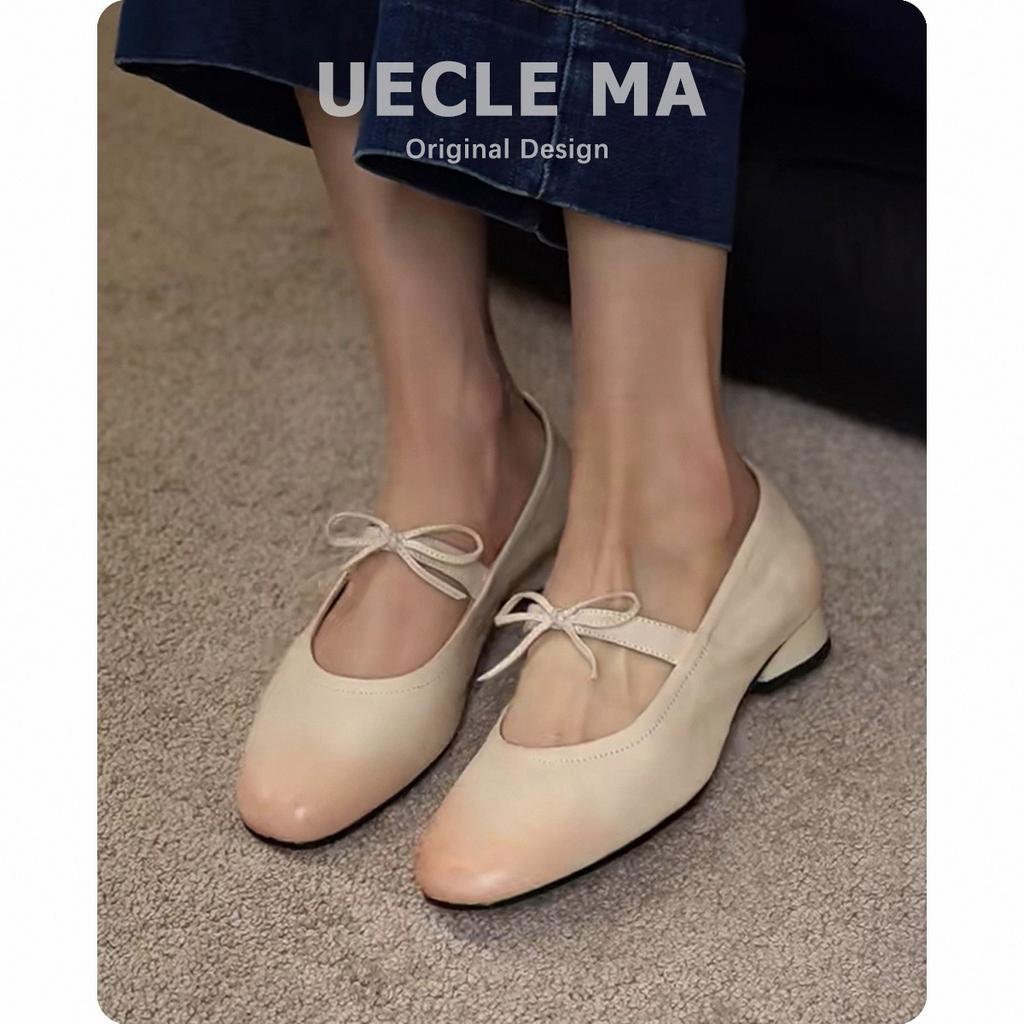 Super soft lambskin~ Retro French single shoes women's medium thick heel bow light mouth beautiful not tired Mary Jane shoes