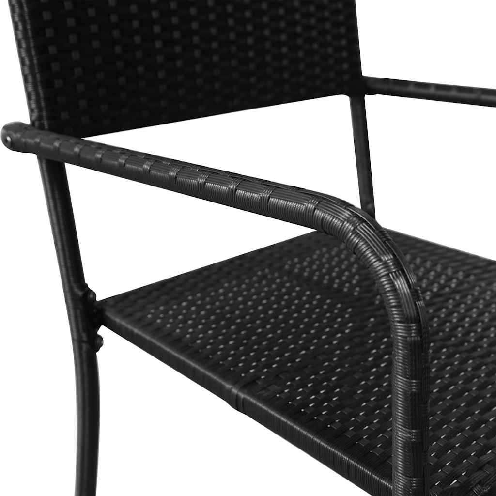 Garden Dining Chairs 2 pcs. Stackable Black Poly Rattan