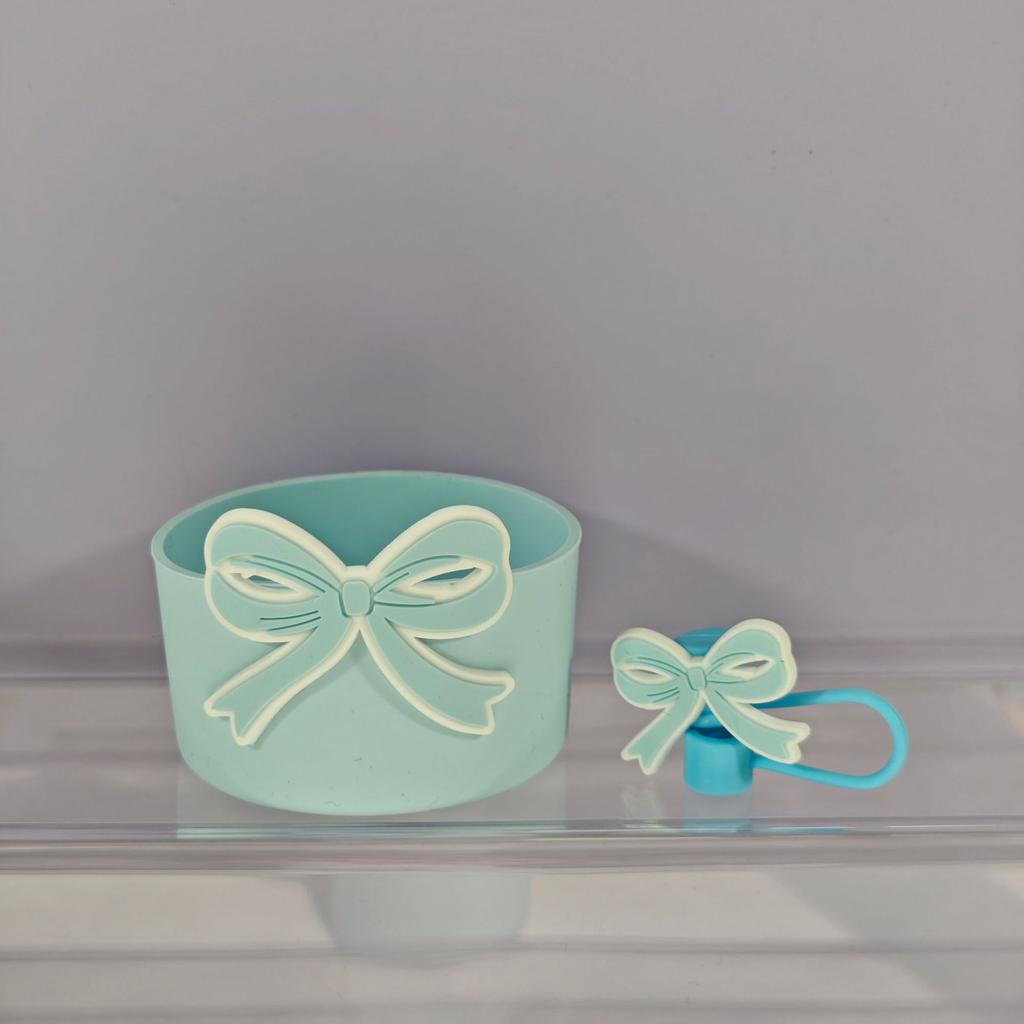 Cute Bow Silicone Boot Bottom Sleeve Cover for Stanley 30/40 OZ Tumbler Cup Protection Case Straw Covers Cap For Stanley Cup