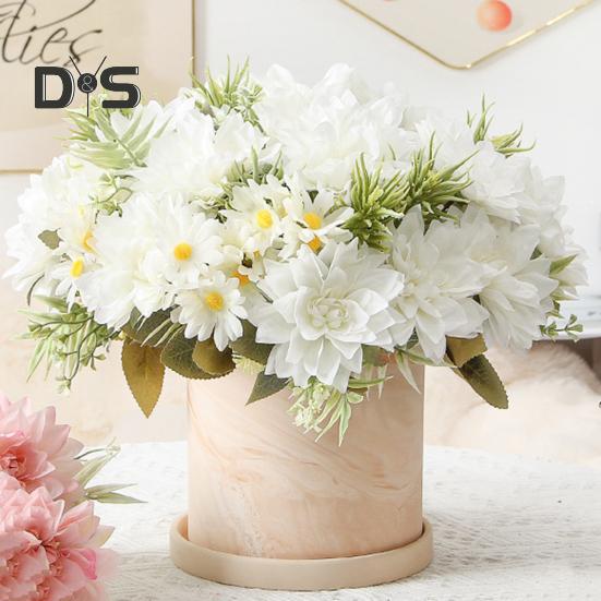 Simulated Flower Bouquet 5 Forks Flower Leaves Artificial Bouquet Realistic Silk Flowers Indoor Outdoor Decoration