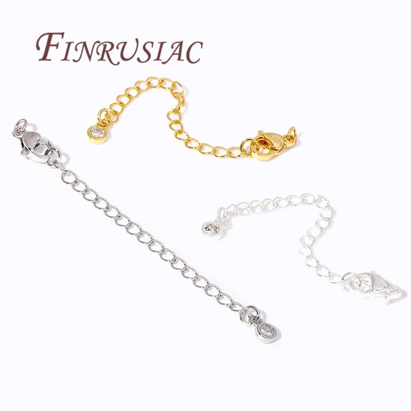 5CM 18K Gold Plated Extension Extended Tail Chains with Lobster Clasps Connectors Findings For Jewelry Making DIY Accessories