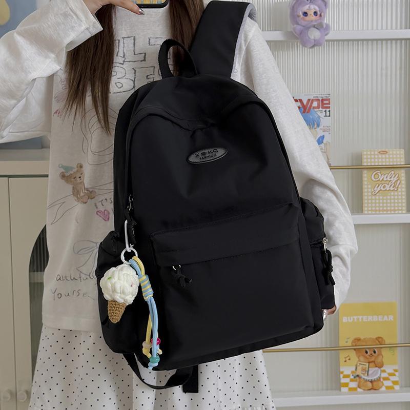 Schoolbag Solid Color Girl Backpack Schoolbag 1011 New Large-capacity Middle and High School Student Campus Backpack High Value and Simple