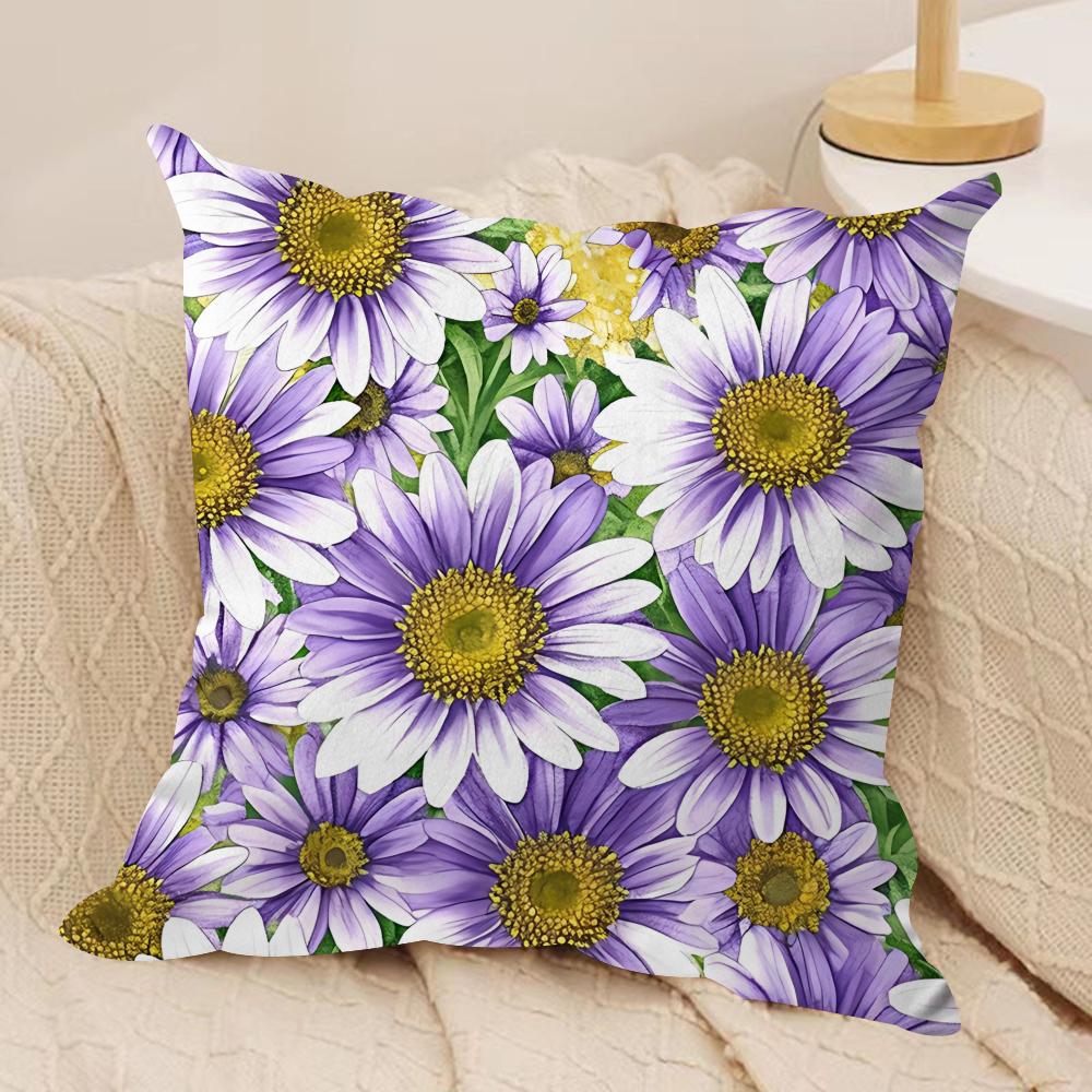 Beautiful flowers fashion Cushion Cover Silky Short Plush Invisible Zipper Dustproof Sofa Pillow Case for Home Decor