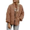 Women Solid Color Stand Collar Loose Long Sleeve Padded Jacket Coat