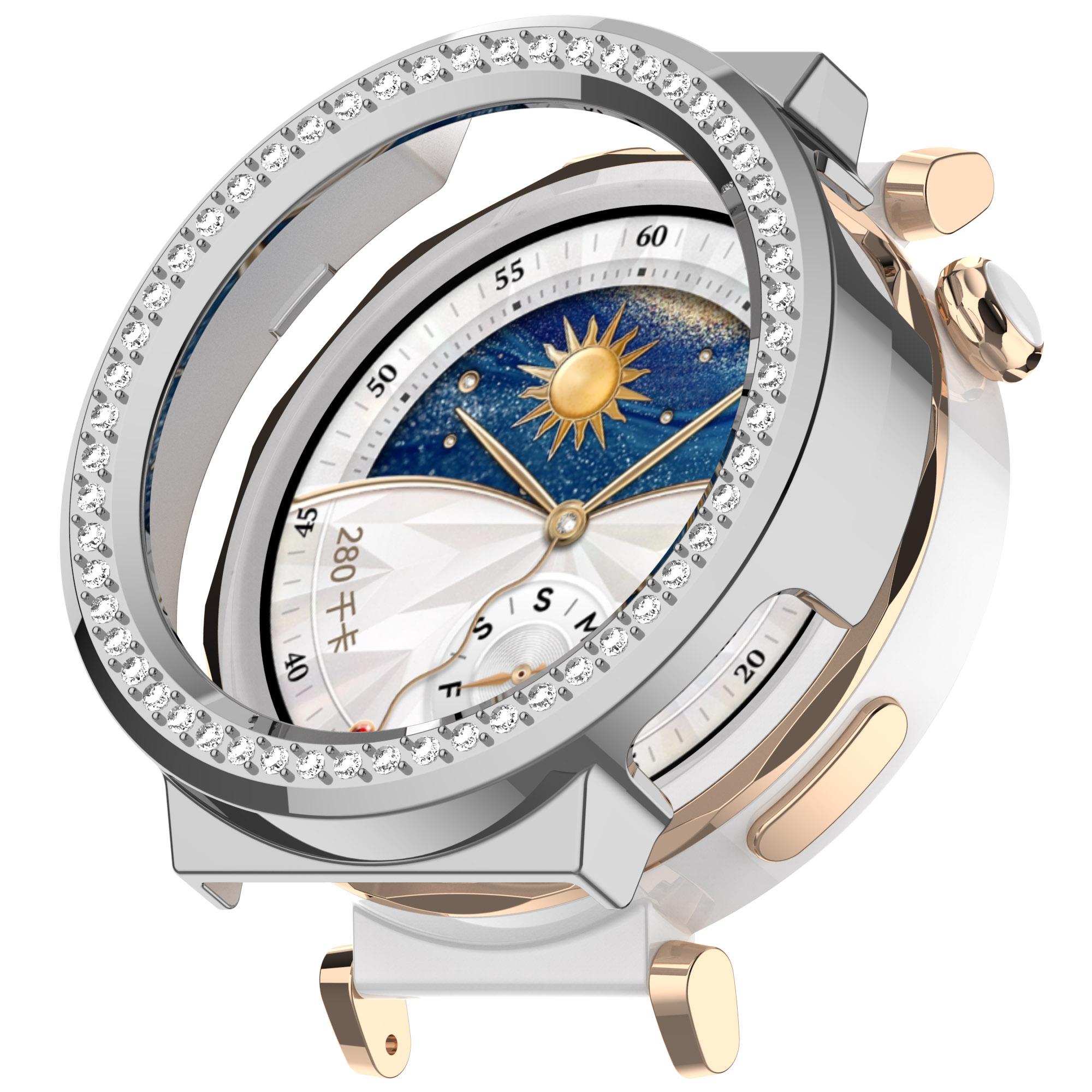 

Для Huawei Watch GT 5 Pro 42мм PC Чохол Декор стразами Захисна кришка для смарт-годинника Silver