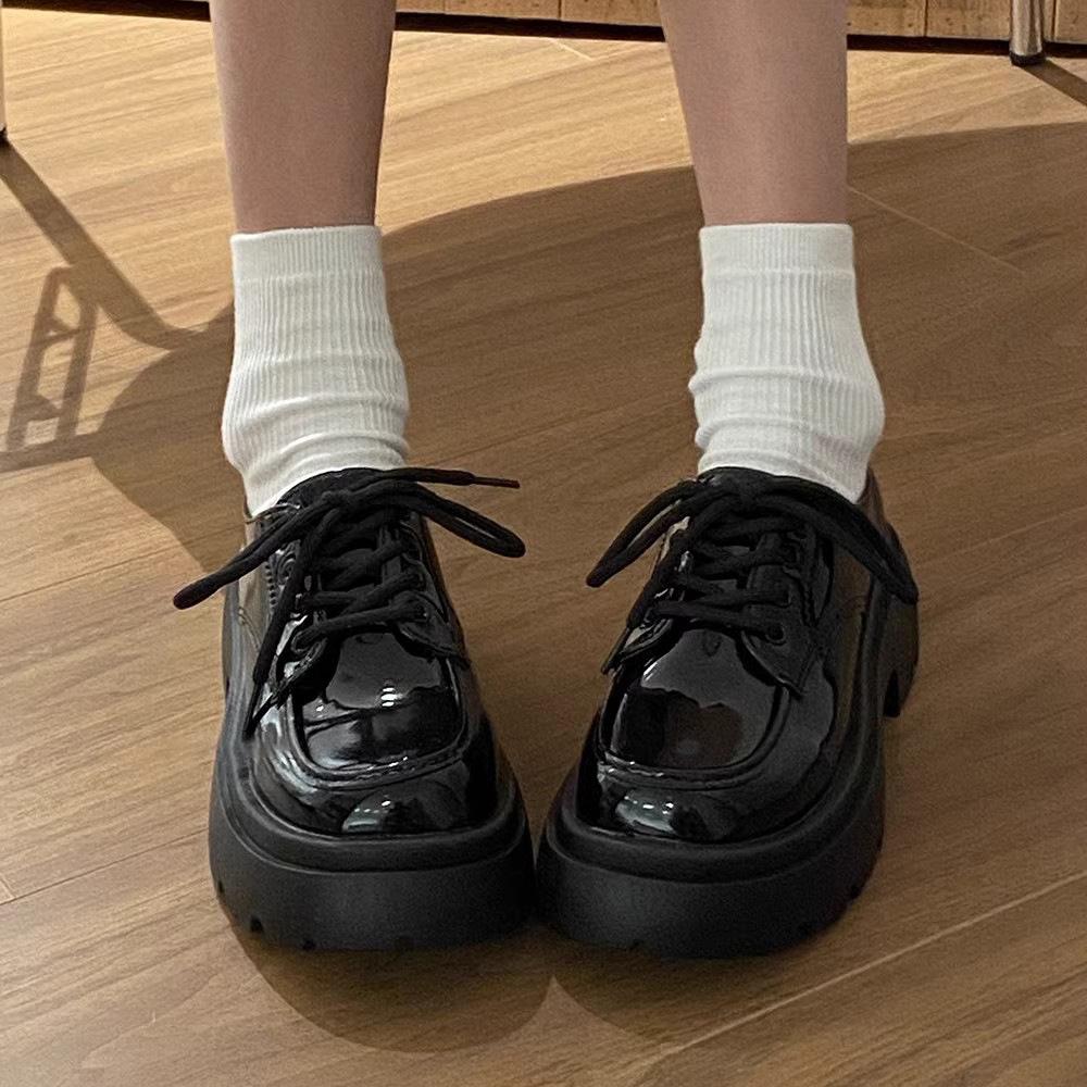 Retro Platform Versatile Lace-up Small Leather Shoes Women's Spring New Skirt