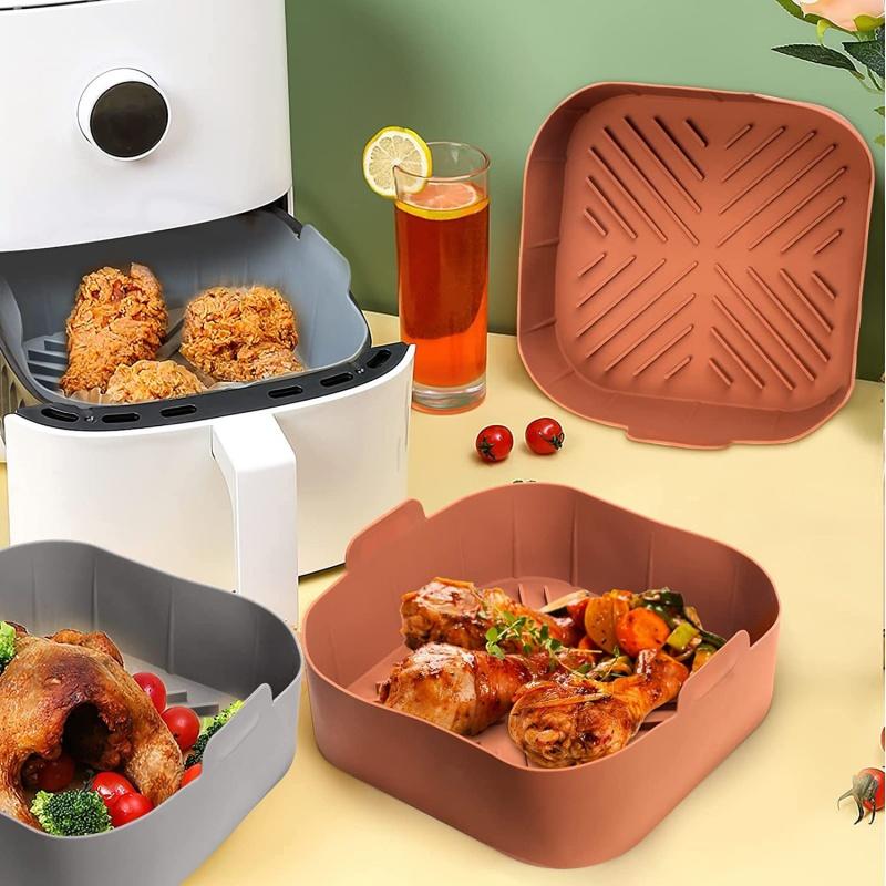 2pcs Silicone Air Fryer Liner 8.27 Inch, Suitable For 5L To 6.6L Air Fryer, Heat Resistant Easy Clean Air Fryer, Suitable For Air Fryer Accessories