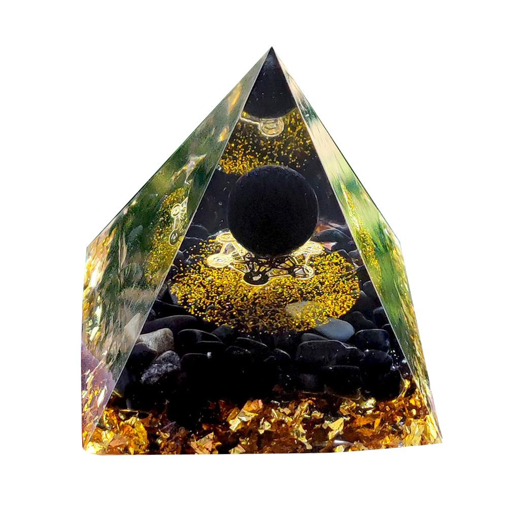 Energy Generator Orgone Pyramid Amethyst Peridot Healing Natural Crystal Reiki Chakra Generator Orgonite Pyramid Meditation Tool