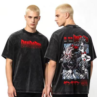 2026 Hot Sale Vintage Anime Dandadan Washed T-shirt Men Women Hip Hop Punk T-shirt Print Crew Neck Short Sleeve Casual T Shirt