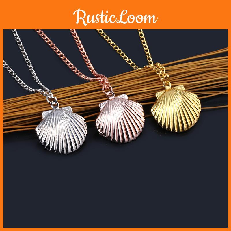 Minimalist Mini Openable Shell Photo Frame Metal Necklace For Girls Women And