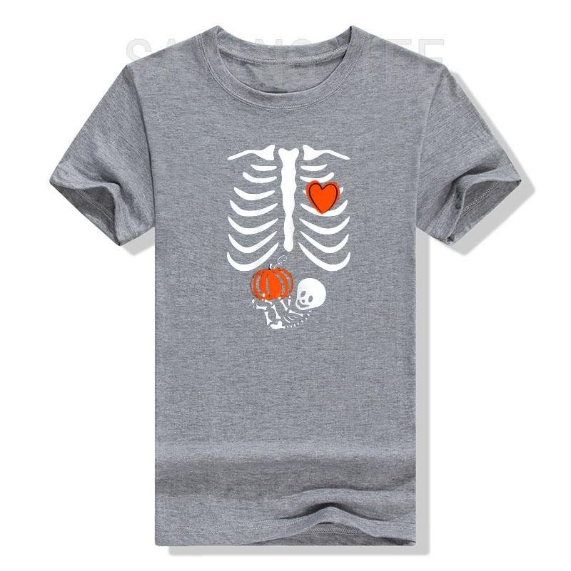 Женская Скелет Ребенок Беременная Рентген Клетка Ребер Хэллоуин Костюм Футболка Анонс Беременности Эстетичная Одежда Жена Смешные Футболки S