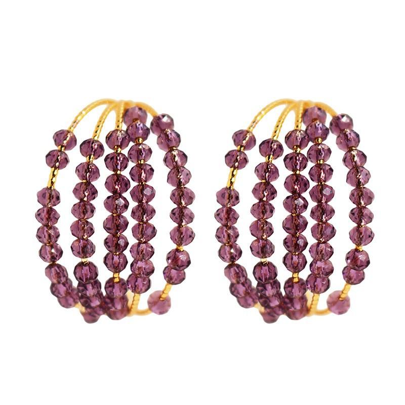 

Летние новые серьги ручной работы из бисера и фиолетовых кристаллов, многослойные серьги в форме буквы С, покрытые настоящим золотом, просто необходимы для путешествий 795