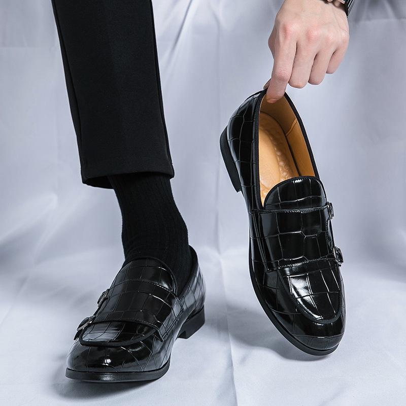 Men's Plus Size Leather Monk Loafers: Double-Stitched, Casual, Sizes 38-48, Perfect for Weddings