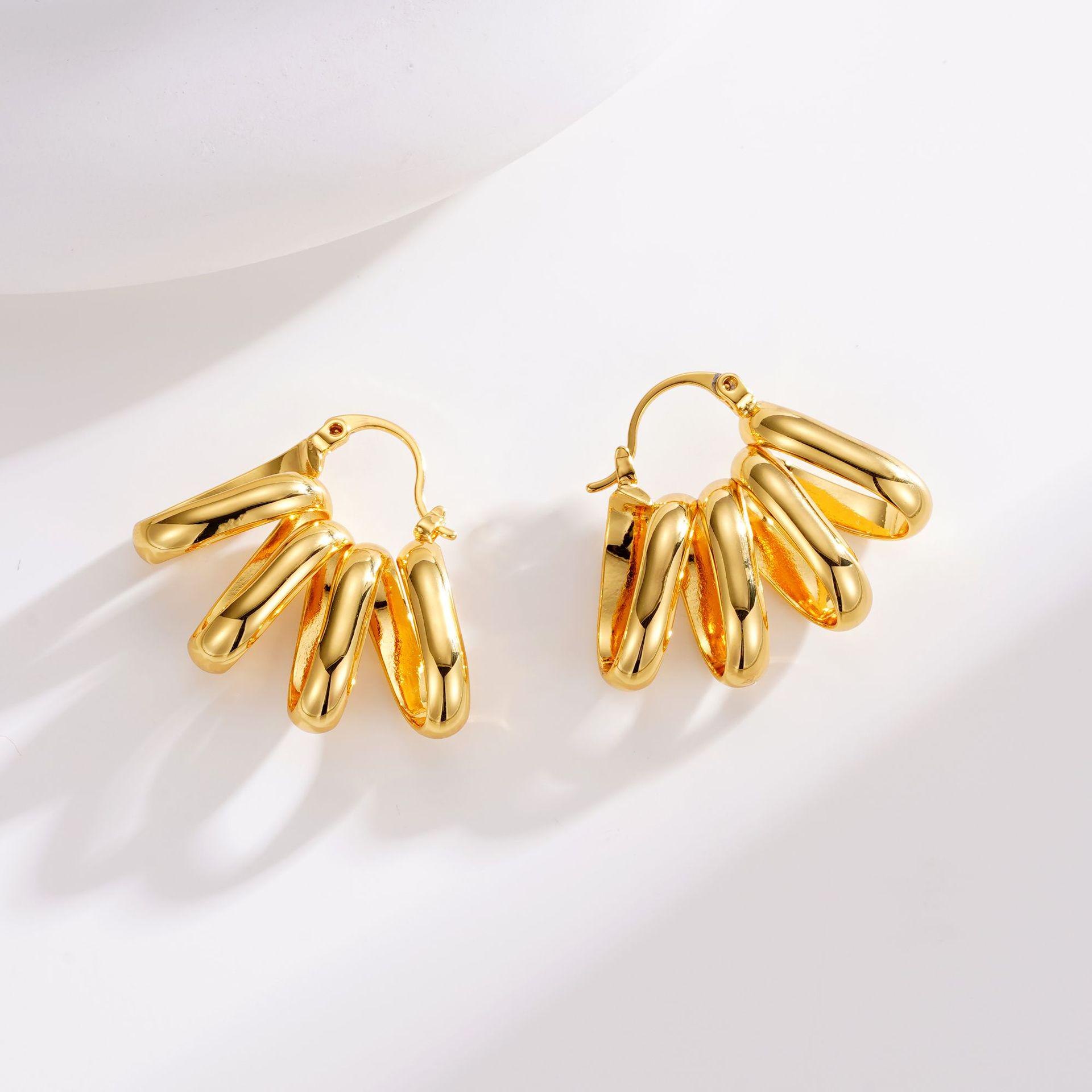 

«Золотые геометрические серьги в европейском и американском стиле с иглами из 18-каратного золота и меди и серебра 925 пробы»