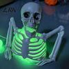 Lighted Haunted House Accessory Halloween Half Body Skeleton Decoration, Realistic Spooky Light Up Plastic Waterproof Decor for Graveyard, House,